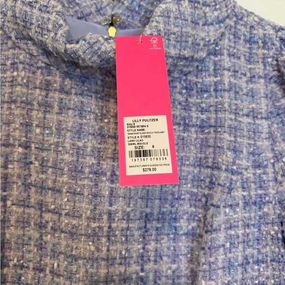 Lilly Pulitzer— TIESSA SHORT SLEEVE BOUCLE TWEED SHIFT, LARK LILAC SWIRL BOUCLE - Picture 3 of 6